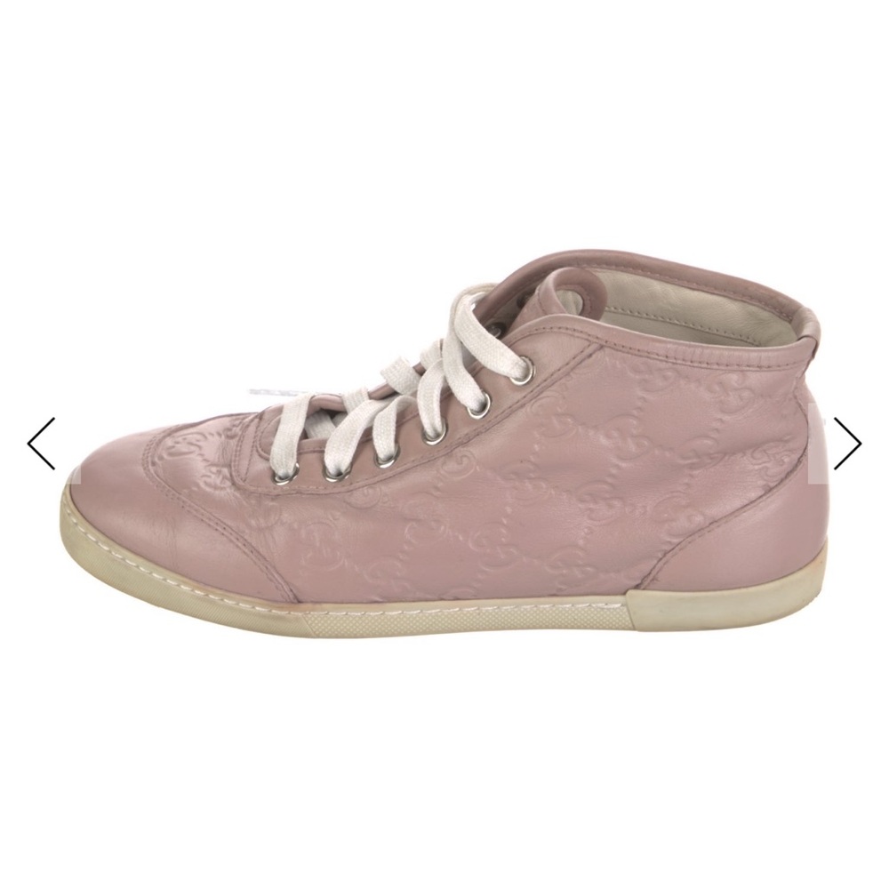 Gucci Pink Leather Lace-Up Low-Top Sneakers size 5 fit 5-6 - Picture 2 of 4